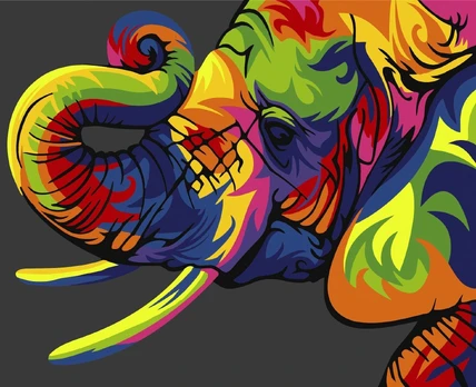 Tapybos pagal skaičius rinkinys: Rainbow elephant 16.5x13 cm MINI032