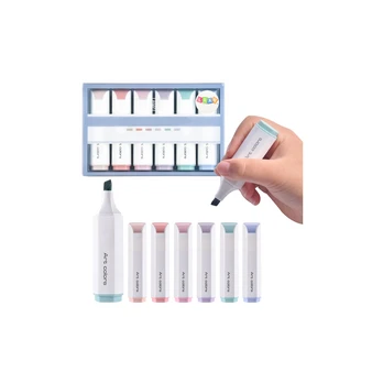 Lean Set of Mini Highlighters Delicate Pastel Colors 6 Pcs
