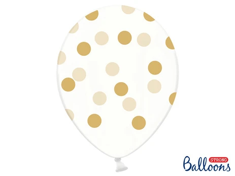 Balionai 30 cm Dots, skaidrūs, 6 vnt.