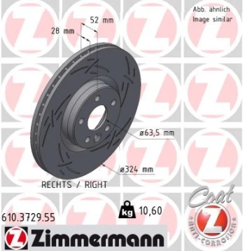 Stabdžių diskas ZIMMERMANN 610.3729.55