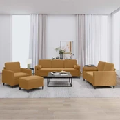 Sofa Sofos komplektas su pagalvėmis, 4 dalių, rudas, aksomas kaina