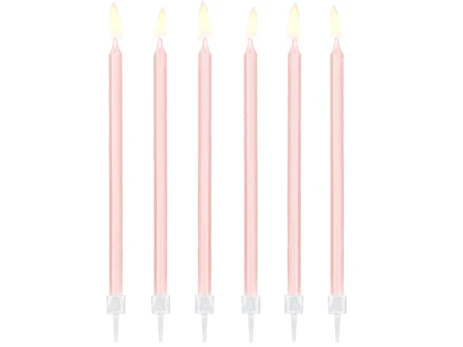 Plain birthday candles, light pink, 14cm (1 pkt / 12 pc.)