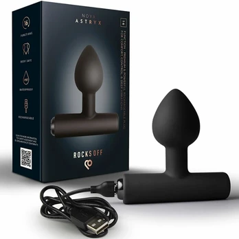 ROCKS-OFF NOVA ASTRYX Rechargeable 16-Function Black Intimate Plug