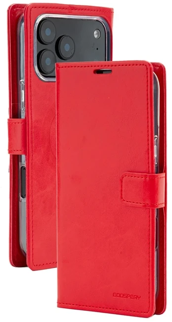 Mercury BlueMoon Diary MagSafe Dėklas skirtas iPhone 17 Pro Max / 18 Pro Max Raudona