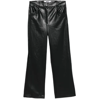 Kelnės moterims, Juoda, Pu flared seamed pan