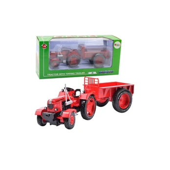 Lean Toys Metalinis ūkio traktorius su priekaba raudona 1:18
