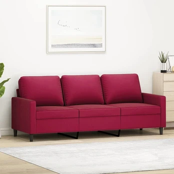 Trivietė sofa, raudonojo vyno spalvos, 180cm, aksomas