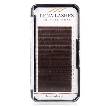 LENA LASHES Professional Volume C 0.07 Mix Dark Brown blakstienos apimties metudui