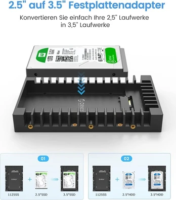Orico 2.5" į 3.5" tvirtinimo rėmelis Hdd/ssd, 6gbps