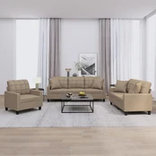 Sofa Sofos komplektas su pagalvėmis, 3 dalių, kapučino, dirbtinė oda kaina