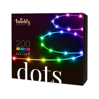 Twinkly Dots Smart LED Lights 200 RGB (Multicolor), 10m, Transparent | TWD200STP-TEU