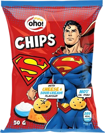 Oho Čipsi ar siera un skābā krējuma garšu SUPERMAN 50g