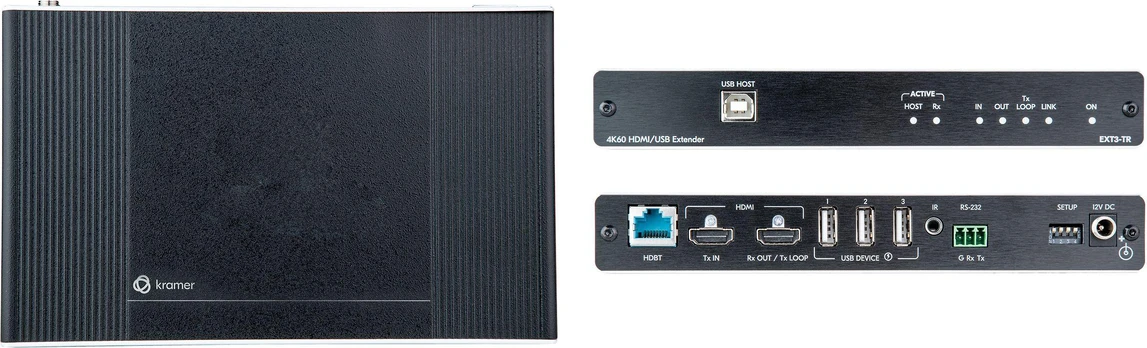 Kramer EXT3-TR 4K60 4:4:4 HDMI+USB HDBaseT3.0 -lähetin/vastaanotin loop-outilla