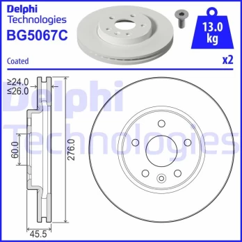 DELPHI BG5067C Brake Disc