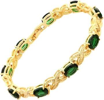 Riva Xoxo teniso apyrankė (18 cm/7 colių) su ovalo formos brangakmenio kubiniu cirkoniu Cz [galimos 5 spalvos], padengta 18k geltonuoju auksu, paprasta moderni elegancija