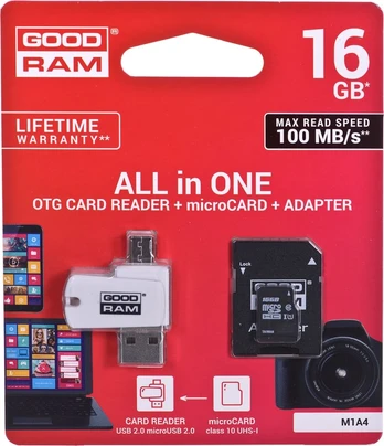 Goodram M1A4-0160R12 memory card 16 GB MicroSDHC Class 10 UHS-I