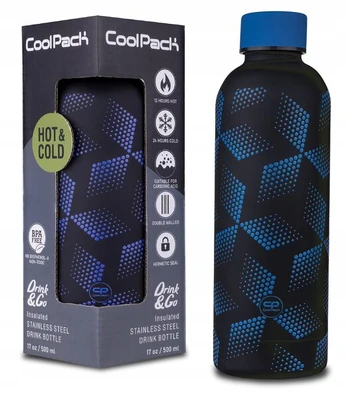 Termo butelis Bishi 500ml - metalinis, išlaiko šilumą iki 12h
