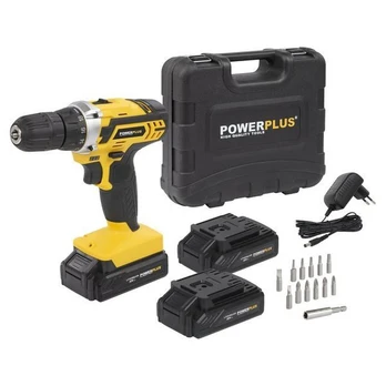 Akumuliatorinis suktuvas-gręžtuvas su akumuliatoriumi Powerplus POWX00501, 20 V, 1.3 Ah