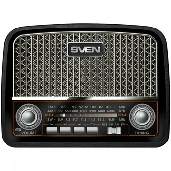 Speaker SVEN SRP-555, black-silver (3W, FM/AM/SW, USB, SD/microSD, battery) | SV-017170