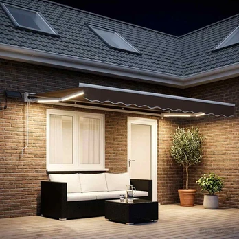 Rankinis markizės rėmas su LED Taupe 5 × 3,5 m
