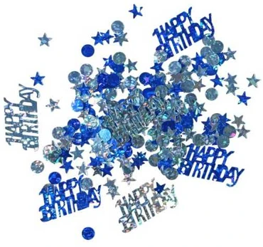 Usorteret Blå Happy Birthday konfetti