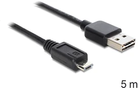 USB kabelis Delock USB-A – microUSB 5 m juodas (83369) kaina