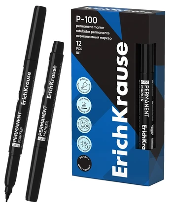 Permanentinis žymeklis P-100, ErichKrause, 1.0 mm, juodos sp.