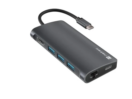 MULTIPORT ADAPTER NATEC FOWLER 2 V2 USB-C->HUB USB 3.0 3X, HDMI 4K, USB-C, RJ45, SD, MICRO SD