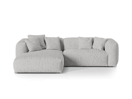 Boucle Modular Left Corner Sofa, "Martina", 2 Seats, 280x176x75, Silver