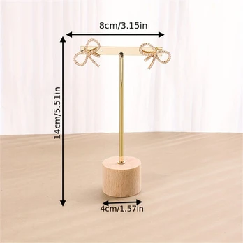 Papuošalų stovas, Wooden Bottom Golden Medium Earring Holder