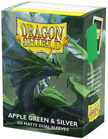 Dragon Shield: Standard Dual Sleeves: Apple Žalias & Sidabrinis [Matte] (100 Sleeves)