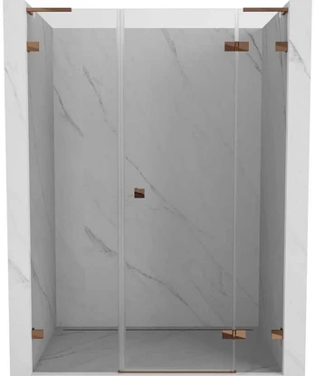 Dušo durys Mexen Lunar L, dešinė, 155 cm, transparent/rose auksinis