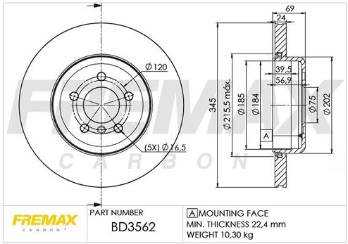 Stabdžių diskas FREMAX BD-3562