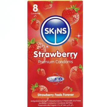 SKINS - Braškių Premium Prezervatyvai 8 vnt.