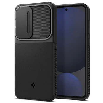 Juodas dėklas Samsung Galaxy S24 FE telefonui "Spigen Optik Armor"