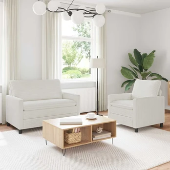 Sofa Sofos komplektas 2 pcs Kreminė Poliesteris