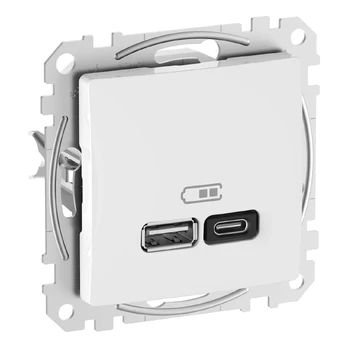 USB + USB-C lizdas Schneider Electric Sedna Design SDD111404 (baltas)