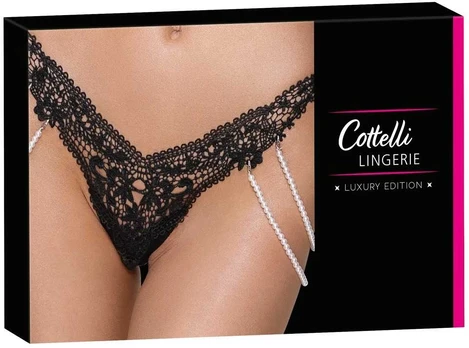 Cottelli lingerie stringai String with Pearl Chains M/L