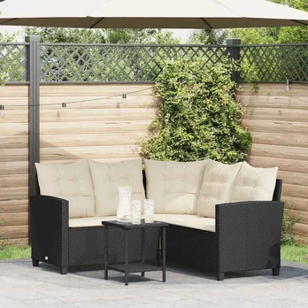 „“ L formos sodo sofa su stalu ir pagalvėlėmis