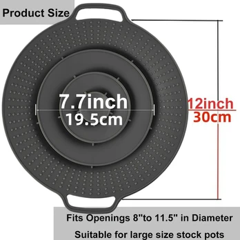 silikoninis puodo dangtis, 30 cm, juoda