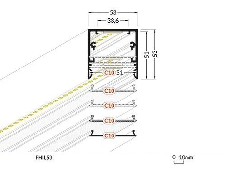 3m LED juostos profilio PHIL53, juodas