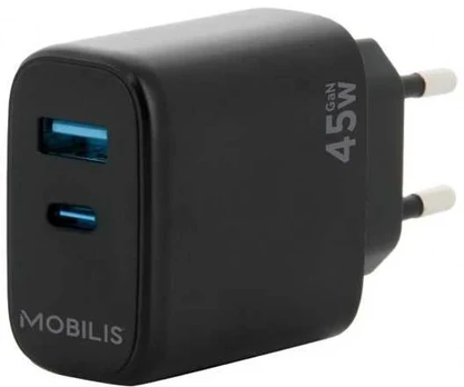 Mobilis WALL CHARGER - 45W - 1 USB A +/1 USB C - GAN