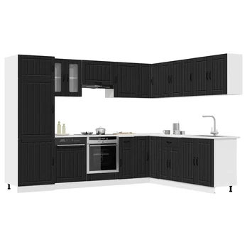 Virtuvinių spintelių komplektas, 14 dalių, Lucca, juoda