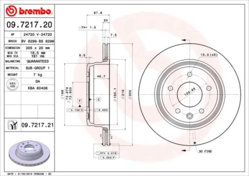 Stabdžių diskas BREMBO 09.7217.21
