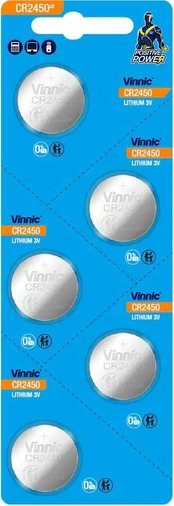 Vinnic CR2450 3V 580mAh elementas, 5 vnt. kaina