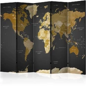 Artgeist Pertvara - Room divider - World map on dark background kaina