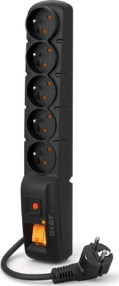 Power strip Acar F5 overvoltage 5 sockets 5 m black (W0102)