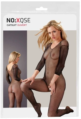 NO:XQSE Net Catsuit black S-L kūno kojinė