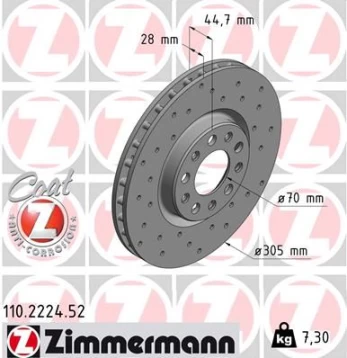 Stabdžių diskas ZIMMERMANN 110.2224.52
