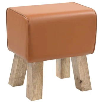 suoliukas 40 x 30 x 45 cm Tikra oda Ruda